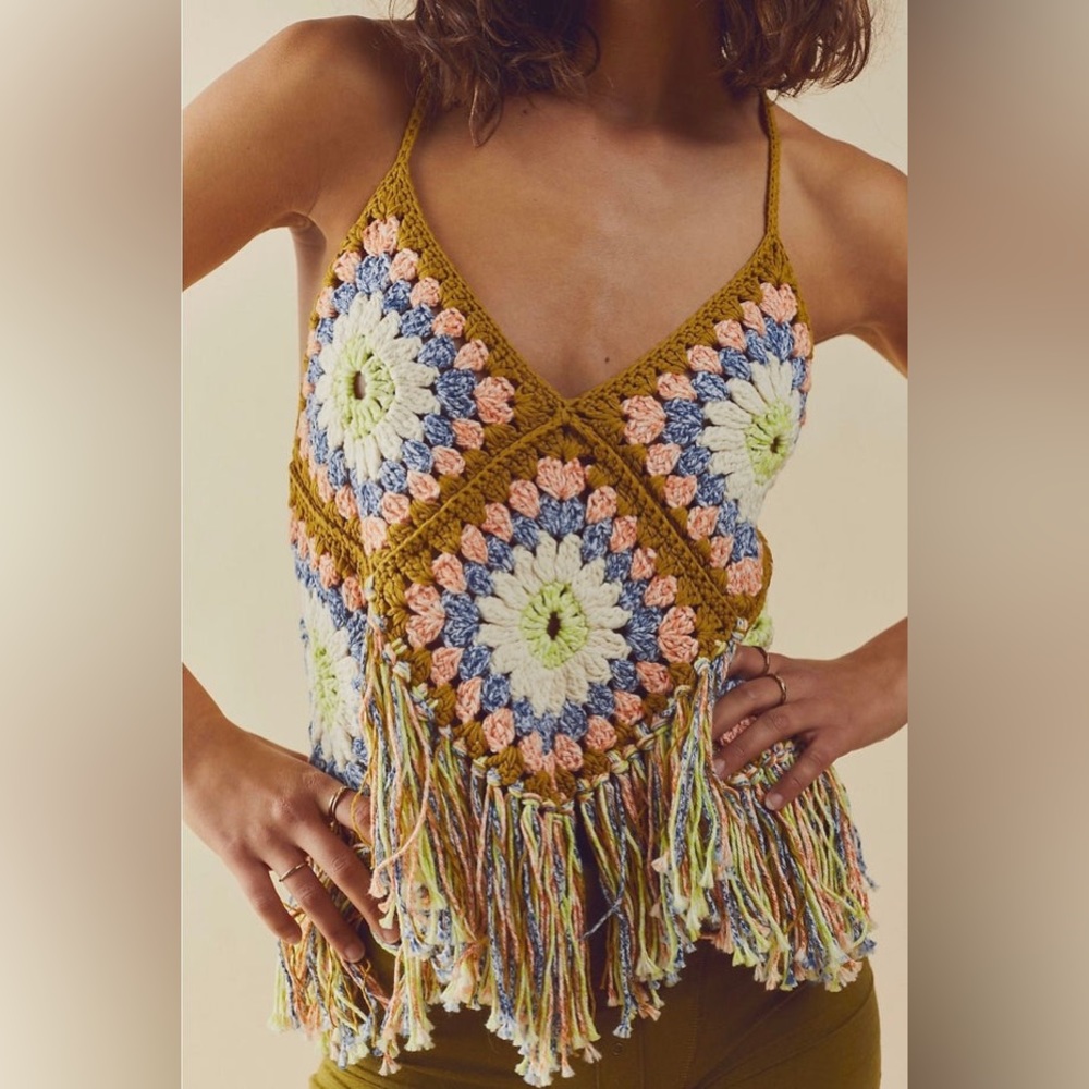 Free People Summer of Love Crochet Halter Size M/L NEW - Picture 2 of 16